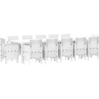 SYFAXTM Garten Essgruppe 13 pcs Weiß und Hellgrau Poly-Rattan und Stahl - Weiß