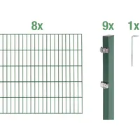 GAH Alberts Alberts Komplettset Doppelstabmattenzaun Grün, 2 m Matten, Höhe 80 - 200 cm, Länge 4 - 30 m