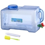 RUYI 22L Wasserkanister mit Hahn und Schraubdeckel, Camping Wasserkanister BPA-frei Trinkwasserkanister, Tragbarer Wassertank mit Griff für Wohnwagen Picknick Wandern, Transparent Blau