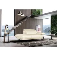 Egoitaliano Ottomane Anais, erstklassiges Designsofa, Breite 179 cm, Fußfarbe schattengrau, Kopfteil verstellbar, Leder BULL, cremeweiß beige