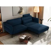 Ecksofa SALENTO L Velvet Dunkelblau - Dunkelblau