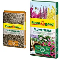 Floragard Blähton Tongranulat zur Drainage 25 L • Hydrokultursubstrat • für Pflanzkästen, Kübel oder Töpfe • Drainagematerial & Blumenerde, 40 Liter