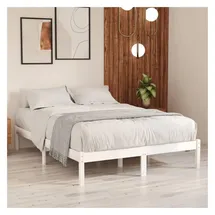 vidaXL Massivholzbett 160 x 200 cm Weiß