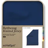 schlafgut Knitted Jersey Bettwäsche: 135x200cm Bettdecke Bezug einzeln, Multicolor uni, weich und faltenfrei mit Elasthan, (Blue deep), 135-140x200)