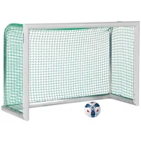 Sport-Thieme Mini-Fußballtor ""Professional Kompakt"", Weiß-Pulverbeschichtet, Inkl. Netz, grün (MW