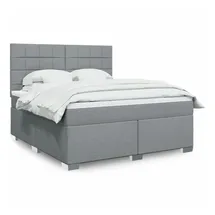 vidaXL Boxspringbett mit Matratze Hellgrau 180x200 cm Stoff