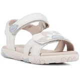 GEOX J Haiti Girl Sandal, White/LT Rose, 30 EU