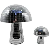 Relaxdays Disco Pilz 2er Set, Dekopilz aus Spiegelglas, 2 Größen, Glitzerpilz Partydeko, verspiegelte Discokugel, Silber