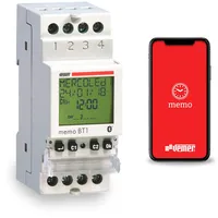 Vemer VE767600 MEMO BT1 - Digitale Zeitschaltuhr mit Tages- oder astronomischer Programmierung, Bluetooth und App-Steuerung, 1-Kanal, DIN-Hutschiene, Weiß