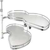 PromiseFly Schwenkbarer Eckschrank, 2 Etagen Ausziehbarer Organizer bis 30KG 60-81CM höhenverstellbares Eckschrank-Tablett Küchen-Organizer Rechts offen