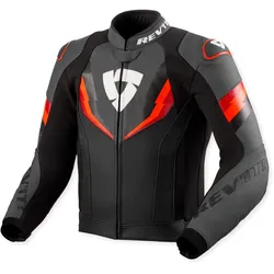 Revit Quantum 3, Lederjacke - Schwarz/Neon-Rot - 56