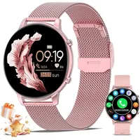 Smartwatch Damen mit Telefonfunktion - 1.39Zoll Touchscreen Fitnessuhr mit Schlafmonitor,Schrittzähler mit Blutsauerstoff,Herzfrequenz Android iOS - Rosa