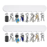 GENHH 2 Stück Schlüsselbrett Ohne Bohren mit 8 Haken, Schlüsselleiste Selbstklebend Weiß, Schlüsselhalter Wand, Key Holder Wall für Flure, Eingangstüren, Garagen, Badezimmer, Küchen
