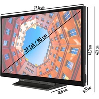 Toshiba 32WK3C63DA 32 Zoll Fernseher (Smart TV, HD-Ready, Triple Tuner, WLAN, Bluetooth) [Modelljahr 2021])