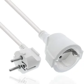 InLine Strom-Verlängerung Schutzkontakt Stecker gewinkelt / Buchse, weiß, 1,5m
