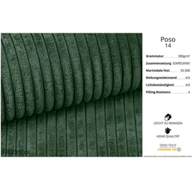 altdecor Ecksofa Cord 4-Sitzer Grün