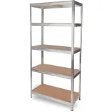 deluxe4homeâ® deluxe4home® Schwerlastregal 90x40x180cm I belastbar bis 875kg I 5 Ablagen + Haken Silber