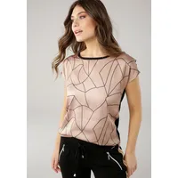 LAURA SCOTT Shirtbluse, aus glänzendem Satin Laura Scott camelfarben-schwarz