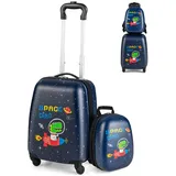 SOARS Kinderkoffer & Rucksack, Kindertrolley mit Rollen & verstellbarem Griff, Koffer Set, Kindergepäck, Reisekoffer Kinder Jungen & Mädchen, für Spielzeug, Kleidung (Dinosaurier, 12"+16")