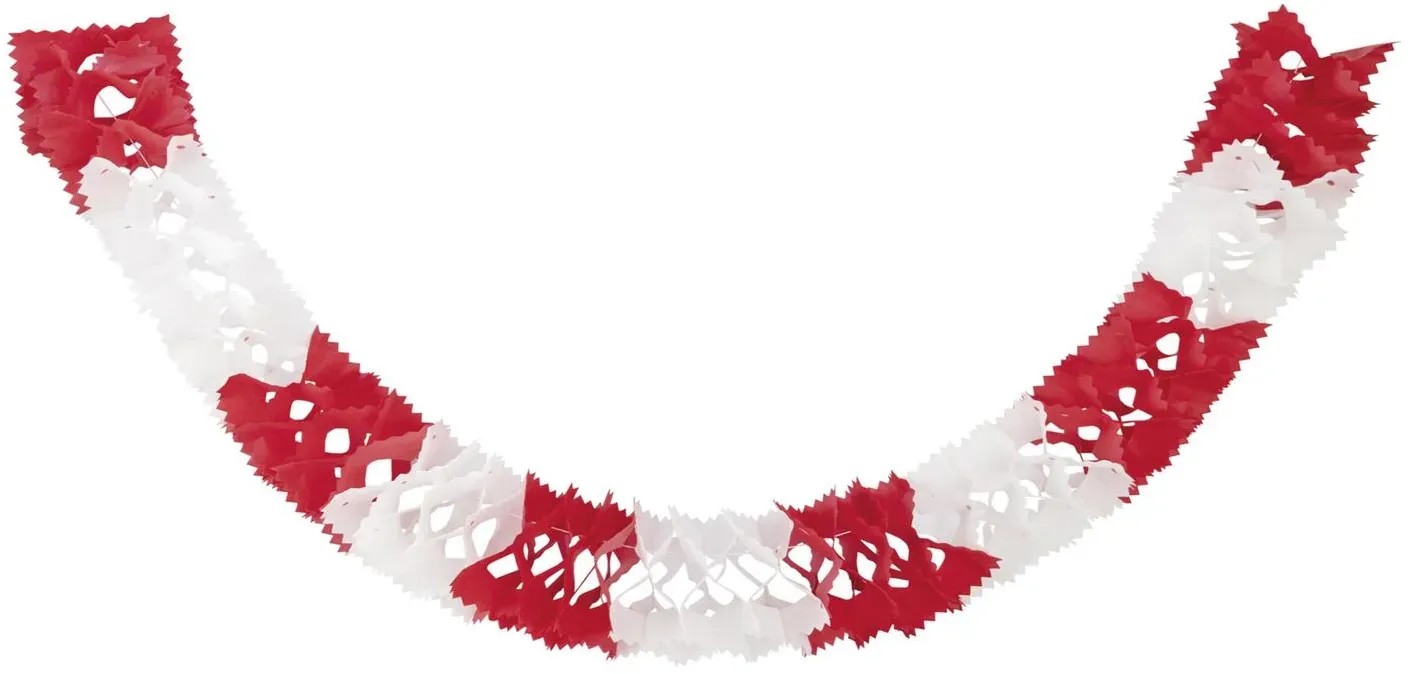 Girlande aus Papier rot/weiss schwer entflammbar O14.5cm 10m, 1 Stk.