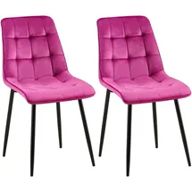 CLP 2er Set Esszimmerstuhl Gifford I Polsterstuhl mit Samtbezug I Küchenstuhl mit Rückenlehne