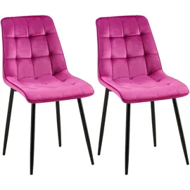 CLP 2er Set Esszimmerstuhl Gifford I Polsterstuhl mit Samtbezug I Küchenstuhl mit Rückenlehne