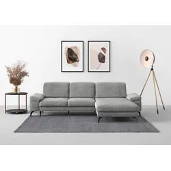 Ecksofa SIT & MORE "Cabana L-Form", silber, B:301cm H:84cm T:195cm, 100% Polyester, Sofas, Recamiere, wahlweise mit Sitztiefen-, Armlehnen- und Kopfteilfunktion