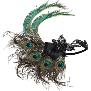 BABEYOND Damen 1920s Stirnband Pfau Feder 20er Jahre Stil Flapper Haarband Inspiriert von Great Gatsby Damen Kostüm Accessoires Stil 4