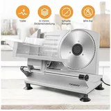 FATABETA Allesschneider Brotschneidemaschine Elektrisch, Edelstahl Aufschnittmaschine, 150,00 W, mit stufenlos einstellbarer Schnittstärke,mit Abnehmbarer 17 cm Klinge silberfarben