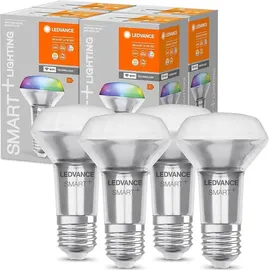 LEDVANCE 4 x Ledvance LED Smart+ R63 Reflektor 4,7W = 60W E27 matt 345lm RGBW 2700-6500K Dimmbar App Google Alexa WiFi