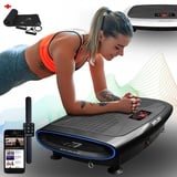 XPLON 4D VX7 Vibrationsplatte | mit 3 Motoren | inkl. Zugbänder Matte Trainingsbänder Fernbedienung | 120 Stuffen Bluetooth Musik LED belastbar bis 150kg | schwarz