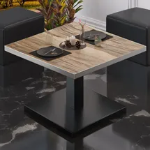 GGM Möbel Bistro Loungetisch Schwarz Sheesham 80 x 80 x 41 cm