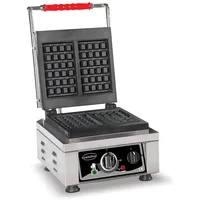 CombiSteel Waffeleisen für belgische Waffeln, 2.200 Watt, Brüssel, Profi Line, Waffelautomat, Waffelbäcker, Edelstahl, 2 Stück Waffeln