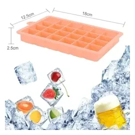 Intirilife 2x Eiswürfelformen in PINK - 2er Set à 24 Fächer Eiswürfel Silikonformen mit Deckel - 18 x 13 x 2.5