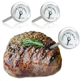 com-four® 3x Bratenthermometer aus rostfreiem Edelstahl - analoges Fleischthermometer - Grillthermometer - Fleischnadel - 7 cm (03 Stück - klein)