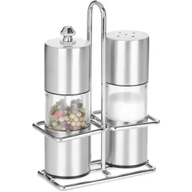 Relaxdays Gewürzstreuer Gewürzmühle 2er Set Silber unbefüllt