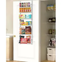 Vevor Vorratsschrank Speisekammer-Organizer Aufbewahrung über der Tür, 6-stufige Gewürzregale zum Aufhängen aus Stahl, verstellbare Lagerregale für die Wand, für Zuhause Küche Badezimmer, weiß