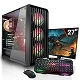 SYSTEMTREFF Basic Gaming Komplett PC Set AMD Ryzen 7 5700G 8x4.6GHz | AMD Radeon RX Vega 8 4K HDMI DX12 | 512GB M.2 NVMe + 1TB HDD | 16GB DDR4 RAM | WLAN Desktop Paket Computer für Gamer, Gaming