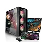 SYSTEMTREFF Basic Gaming Komplett PC Set AMD Ryzen 7 5700G 8x4.6GHz | AMD Radeon RX Vega 8 4K HDMI DX12 | 512GB M.2 NVMe + 1TB HDD | 16GB DDR4 RAM | WLAN Desktop Paket Computer für Gamer, Gaming