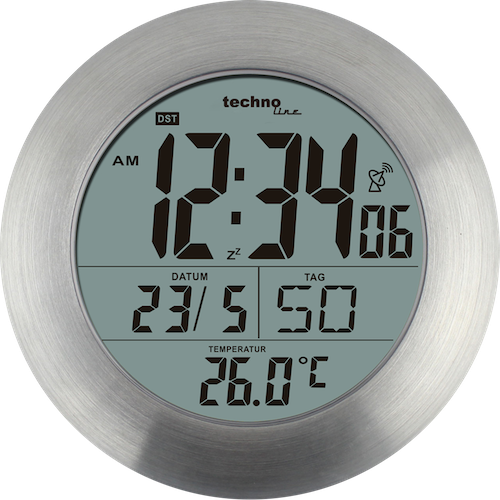 WT 3000 - Funkwanduhr von Technoline mit Feuchtigkeitsschutz und Temperaturanzeige, Befestigung mit Saugnäpfen