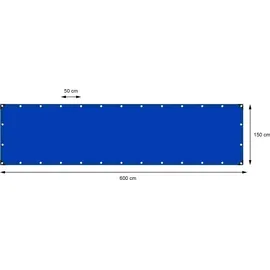 ECD Germany Abdeckplane mit Ösen 1,5x6m 9m2 180g/m2 Blau aus Polyethylen Schimmelresistent Wasserdicht -