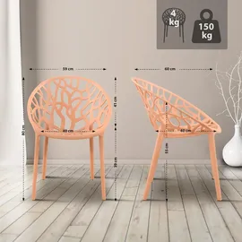 CLP Gartenstuhl Hope 59 x 59 x 80 cm pfirsich