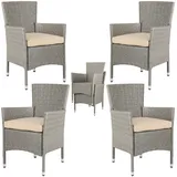 CASARIA Polyrattan Gartenstuhl 4er-Set Creme/Beige stapelbar