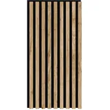 Leiste24 Akustikpaneel - Lamellenverkleidung - Wandverkleidung - 800 x 400 mm - Akustikfilz Schwarz - Lamellendekor Eiche natur