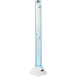 GLOBO Wassersäule Stehleuchte Sprudelsäule Farbwechsel Dekolampe LED Stehlampe, mit 5 Deko-fischen, Sprudelstärke einstellbar, Lxbxh 21,5x21,5x120 cm