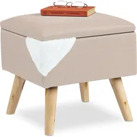 Relaxdays Hocker mit Stauraum 40 x 40 x 40 cm Beige