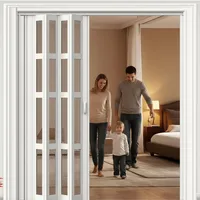 eryssgbf Schiebetür Falttür 3-Lite mit, falttüren innentüren als Sichtschutz, weiße PVC-Falttür mit Türgriffen, Scheunenstil für Waschküche WXH:100x180cm