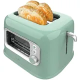 Cecotec Vertikaler Toaster RetroVision Green, 700W Leistung, 2 Extra-breite Schlitze, Einzigartiges Anzeige-Design, Bräunungssteuerung, Retro-Design, Staubabdeckung