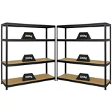 Proregal Mega Deal 2er-Set Schwerlastregal Giant Elephant 160x150x45cm mit 4 Ebenen Fachlast 200kg Schwarz, Kellerregal, Steckregal, Garagenregal