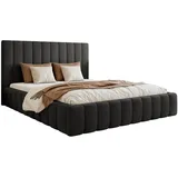 Selsey Polsterbett 140x200 mit Bettkasten, Velours, dunkelgrau - Dunkelgrau